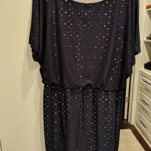 Navy and nude underlay dress